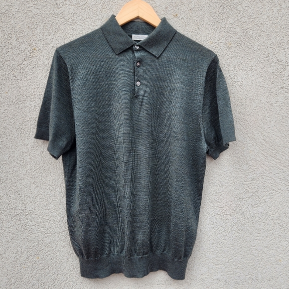 Suitsupply Other - Suitsupply Men's Polo Small Gray 100% Merino Wool Short Sleeve Buttons